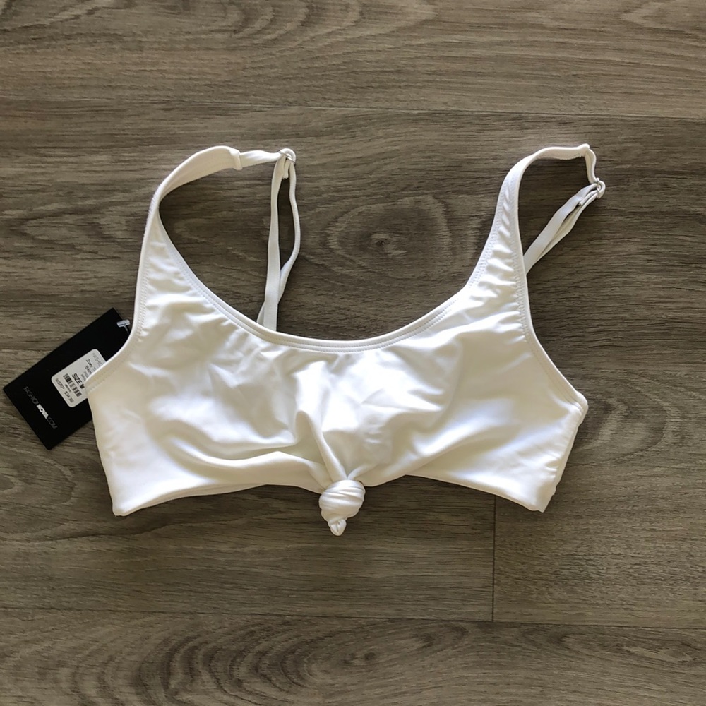 White Tie Front Bikini Top